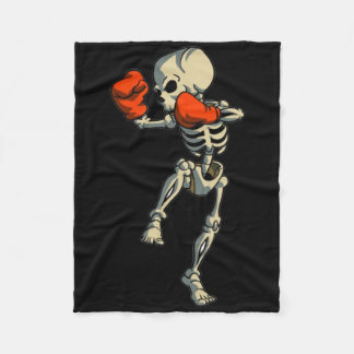 Skeleton Muay Thai Halloween Kickboxing Mma Fighte フリースブランケット