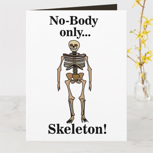 Skeleton No-Body Funny カード (黄色い花)