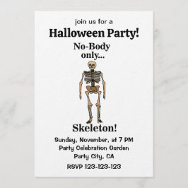 Skeleton No-Body Funny Halloween Party 招待状