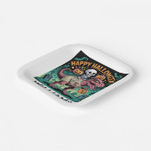 Skeleton on Mummy T-Rex – Spooky Dino Rider ペーパープレート (傾斜あり)