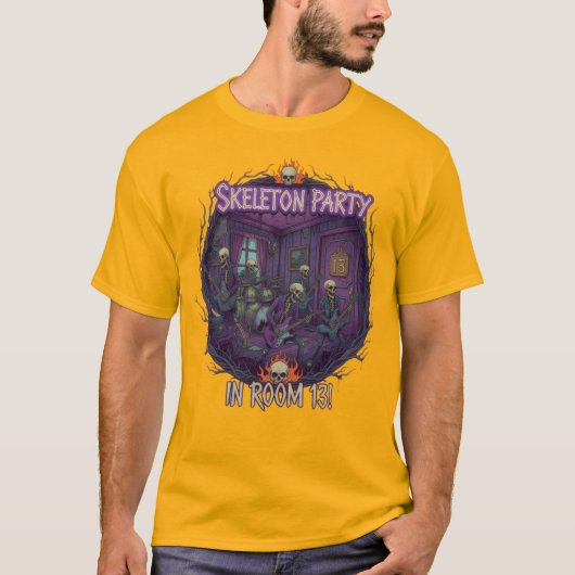 Skeleton Party in Room 13 – Funny Halloween Design Tシャツ (正面)