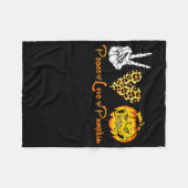 Skeleton Peace Leopard Love Scary Pumpkin Hallowee フリースブランケット (正面(横))