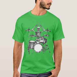 Skeleton Percussionist Drummer Halloween Rock Roll Tシャツ
