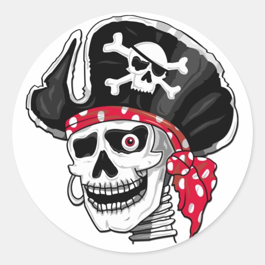 Skeleton Pirateスタンプ ラウンドシール (正面)