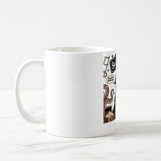 Skeleton Pirate Captain Vintage Comic コーヒーマグカップ (左)