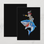  skeleton pirate riding shark かわいい少年たち ハロウィン 招待状 (正面/裏面)