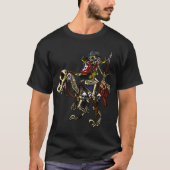 Skeleton Pirate Riding T-Rex Dinosaur Tシャツ (正面)