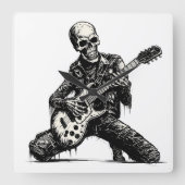  skeleton playing an electric guitar スクエア壁時計 (正面)
