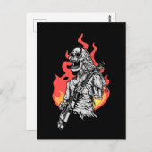 Skeleton playing electric Guitar Flames Rock Music ポストカード (正面/裏面)