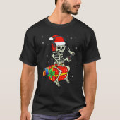 Skeleton Playing Game Christmas Pajaman For Men Bo Tシャツ (正面)