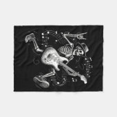 Skeleton Playing Guitar Music For Men Women Rock B フリースブランケット (正面(横))