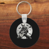 Skeleton Playing Guitar Punk Rock Music Halloween  キーホルダー (正面)