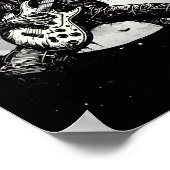Skeleton Playing Guitar Punk Rock Music Halloween  ポスター (角)