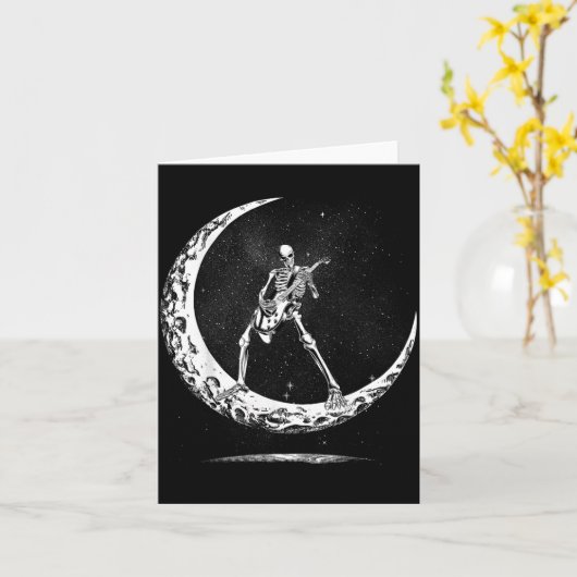 Skeleton Playing Guitar Rock And Roll Band For Men カード (黄色い花)