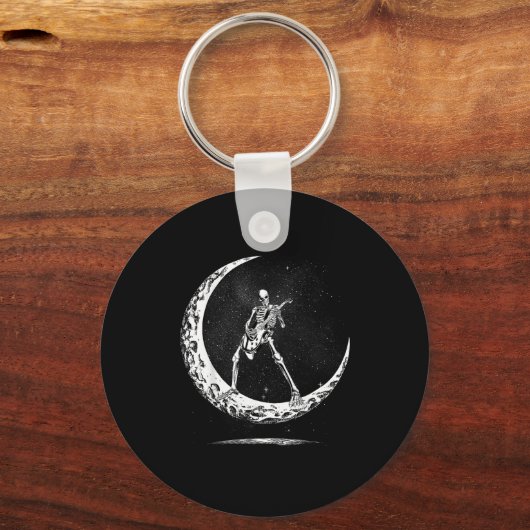 Skeleton Playing Guitar Rock And Roll Band For Men キーホルダー (正面)