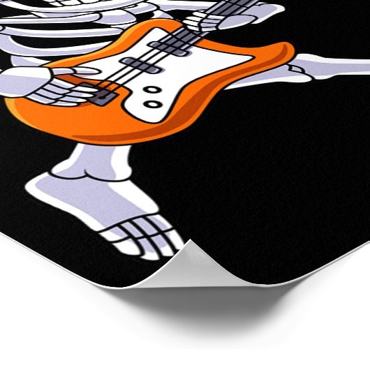 Skeleton Playing Guitar Rock And Roll Boys Kids  ポスター (角)