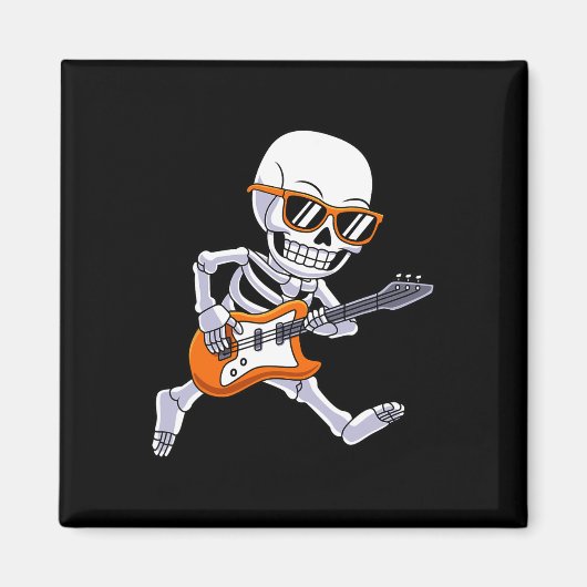 Skeleton Playing Guitar Rock And Roll Boys Kids  マグネット (正面)
