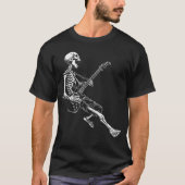 Skeleton playing Guitar Rock And Roll Rock On men  Tシャツ (正面)