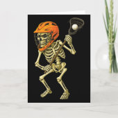 Skeleton Playing Lacrosse Funny Lacrosse Players H カード (正面)