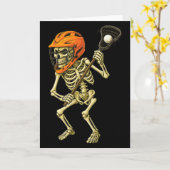 Skeleton Playing Lacrosse Funny Lacrosse Players H カード (黄色い花)