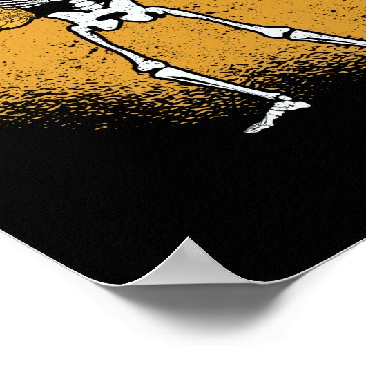 Skeleton playing saxophone jazz halloween music ポスター (角)