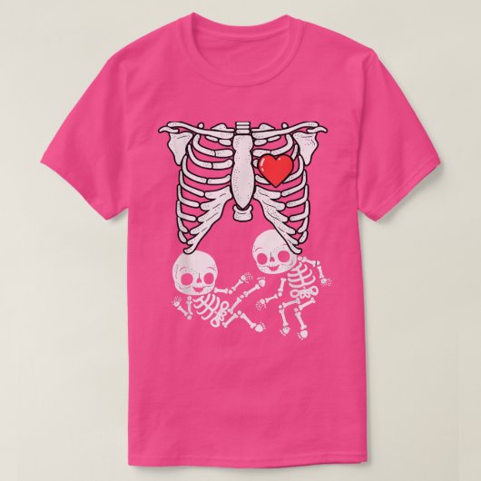 Skeleton Pregnancy Announcement Shirt Boy Twins XR Tシャツ (デザイン正面)