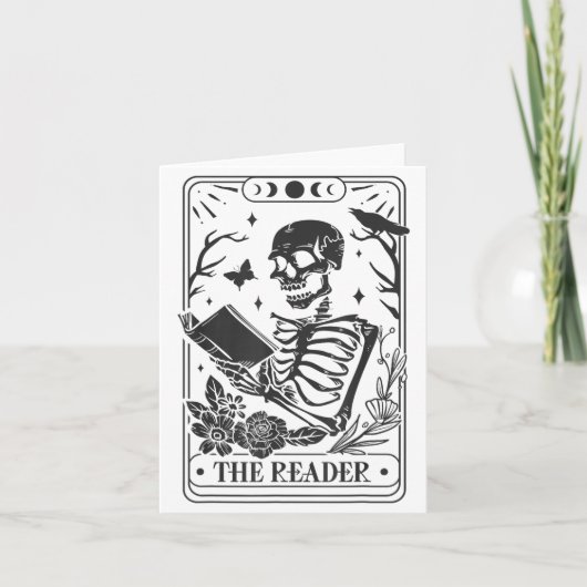Skeleton Reading Book Lover Funny The Reader Tarot カード (正面)