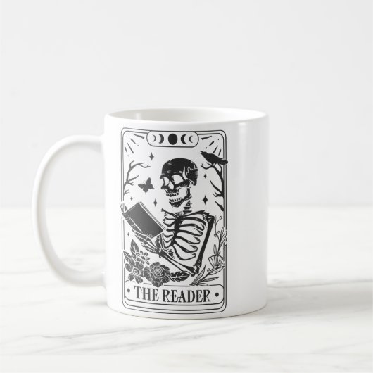 Skeleton Reading Book Lover Funny The Reader Tarot コーヒーマグカップ (左)