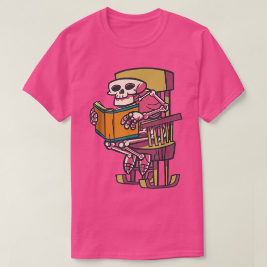 Skeleton Reading Book Lover Reading Club Librarian Tシャツ (デザイン正面)