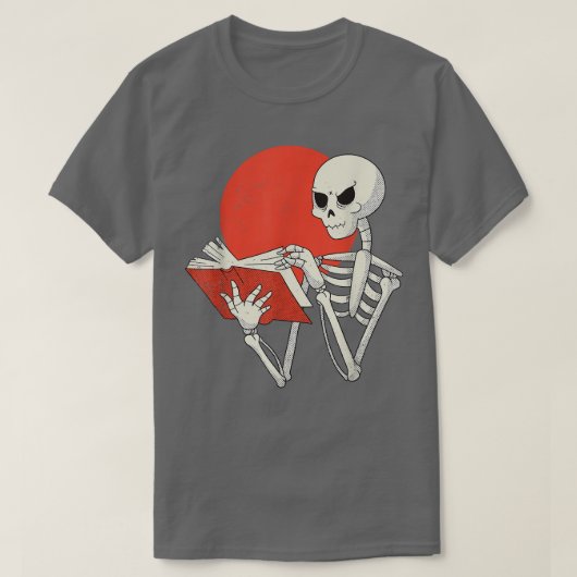 Skeleton Reading Book Sunset Lover Reading Club Li Tシャツ (デザイン正面)