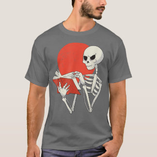 Skeleton Reading Book Sunset Lover Reading Club Li Tシャツ