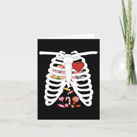 Skeleton Rib Cage X-ray Candy Funny Halloween Cost カード (正面)