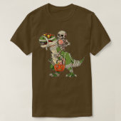 Skeleton Riding Dinosaur Halloween Candy Sweets Lo Tシャツ (デザイン正面)