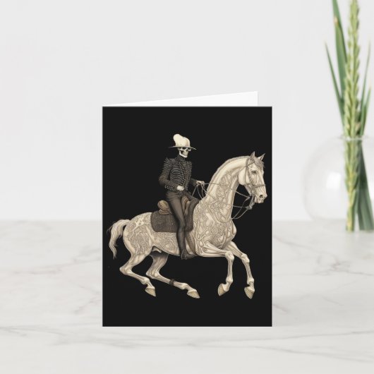 Skeleton Riding Horse Cowboy Horse Lover Halloween カード (正面)