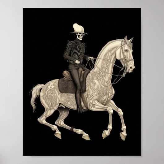 Skeleton Riding Horse Cowboy Horse Lover Halloween ポスター (正面)