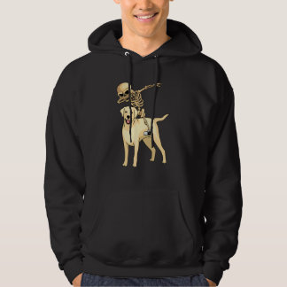 Skeleton Riding Labrador Lazy Halloween Costume Cu パーカ