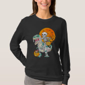 Skeleton Riding Mummy Dinosaur Rex Halloween  Pump Tシャツ (正面)