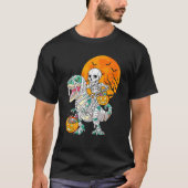 Skeleton Riding Mummy Dinosaur Rex Halloween  Pump Tシャツ (正面)