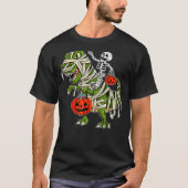 Skeleton Riding Mummy Dinosaur rex Halloween  Pump Tシャツ (正面)