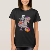 Skeleton Riding Mummy Dinosaur Rex Halloween  Pump Tシャツ (正面)