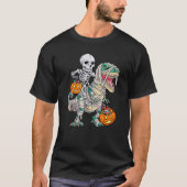 Skeleton Riding Mummy Dinosaur rex Halloween  Pump Tシャツ (正面)