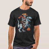 Skeleton Riding Mummy Dinosaur T-rex Funny Hallowe Tシャツ (正面)