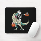 Skeleton Riding Mummy Dinosaur T Rex Halloween Fun マウスパッド (マウス)