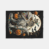 Skeleton Riding Mummy Dinosaur T Rex Kids Boys Men フリースブランケット (正面(横))