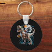Skeleton Riding Mummy Pumpkin T Rex Dinosaur Funny キーホルダー (正面)