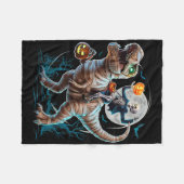 Skeleton Riding Mummy Pumpkin T Rex Dinosaur Funny フリースブランケット (正面(横))