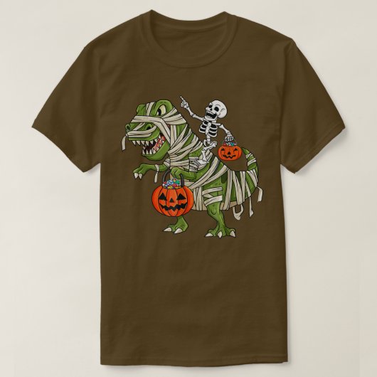 Skeleton Riding Mummy T Re Halloween Boys Girls Ki Tシャツ (デザイン正面)
