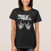 Skeleton Rock and Roll Bones Hand Cool Music Conce Tシャツ (正面)