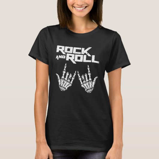 Skeleton Rock and Roll Bones Hand Cool Music Conce Tシャツ (正面)