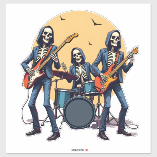 Skeleton Rock Band � Funny Halloween Shirt シール (シート)